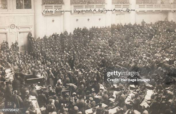 The Petrograd Soviet of Soldiers' Deputies at the State Duma, 1917. Found in the Collection of Russian State Film and Photo Archive, Krasnogorsk.