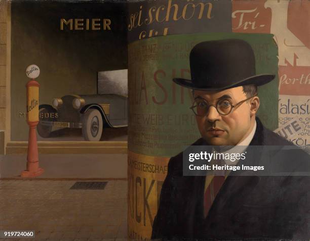 Self-Portrait in Front of an Advertising Column, 1926. Found in the Collection of Los Angeles County Museum of Art.