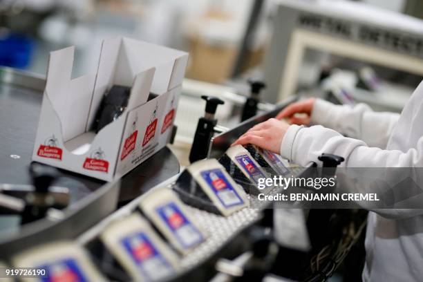 An employee of 'Garcia Baquero' cheese manufacturer works at the production line of the company's factory in Alcazar de San Juan on February 15,...