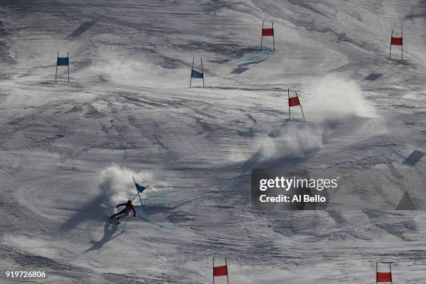 Thomas Fanara of France competes during the Alpine Skiing Men's Giant Slalom on day nine of the PyeongChang 2018 Winter Olympic Games at Yongpyong...