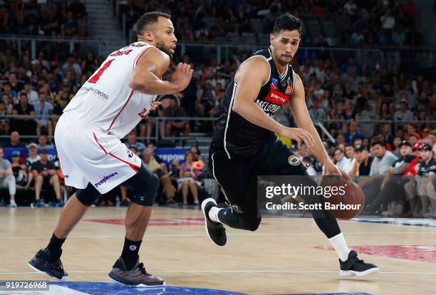 Tai Wesley of Melbourne United controls the ball during the round 19 NBL match between Melbourne United and the Illawarra Hawks at Hisense Arena on...