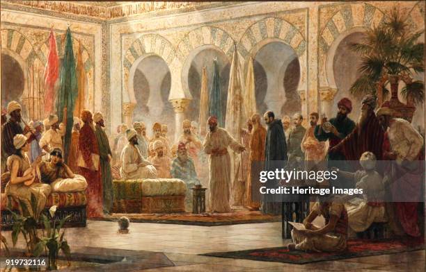 Caliph Abd al-Rahman III Receiving the Ambassador, 1885. Found in the Collection of Universidad de Barcelona.