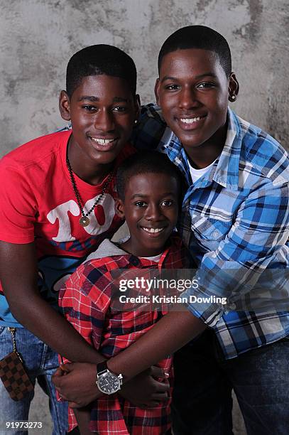 Actors/brothers Kwame Boateng, Kwesi Boakye and Kofi Siriboe poses following the making of a TV commercial for Code Blue PSA Campaign, designed by...
