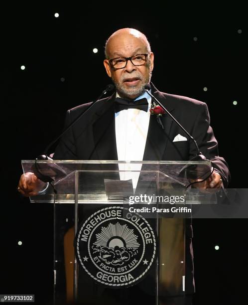 Dr. William T. McDaniel Jr. Speaks onstage at Morehouse College 30th Annual A Candle In The Dark Gala at The Hyatt Regency Atlanta on February 17,...