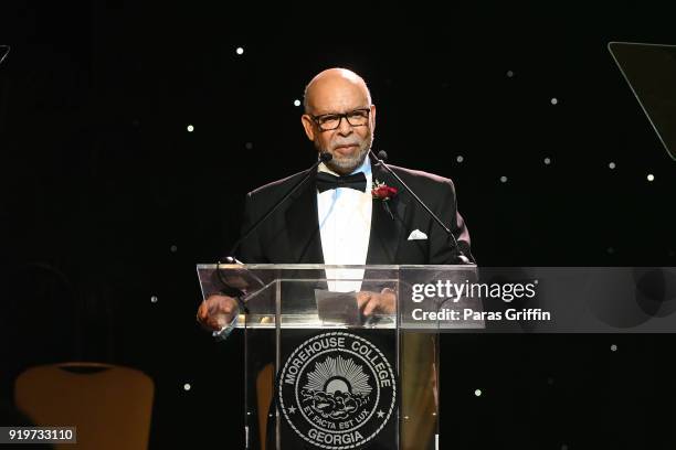Dr. William T. McDaniel Jr. Speaks onstage at Morehouse College 30th Annual A Candle In The Dark Gala at The Hyatt Regency Atlanta on February 17,...