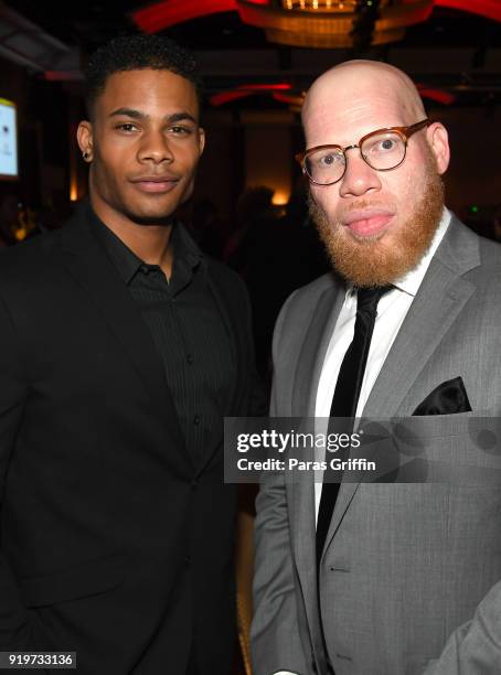 Actors Jordan Calloway and Marvin 'Krondon' Jones III attend Morehouse College 30th Annual A Candle In The Dark Gala at The Hyatt Regency Atlanta on...