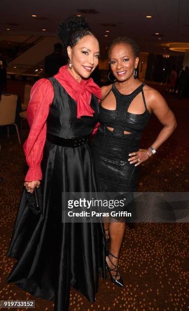 Actress Lynn Whitfield and actress Vanessa Bell Calloway attend Morehouse College 30th Annual A Candle In The Dark Gala at The Hyatt Regency Atlanta...