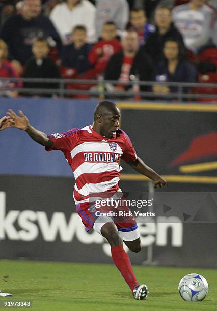 Dallas Jair Benitez passes the ball during the match against the Colorado Rapids at Pizza Hut Park on October 17, 2009 in Frisco, Texas.