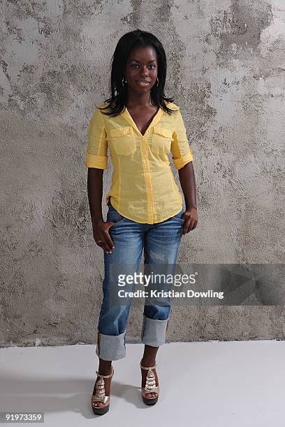 Actress Camille Winbush poses following the making of a TV commercial for Code Blue PSA Campaign, designed by actor Jermaine Crawford on October 17,...