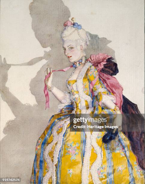 Design for a Costume of a Marquise for the ballerina Tamara Karsavina, 1924. Artist Konstantin Somov.