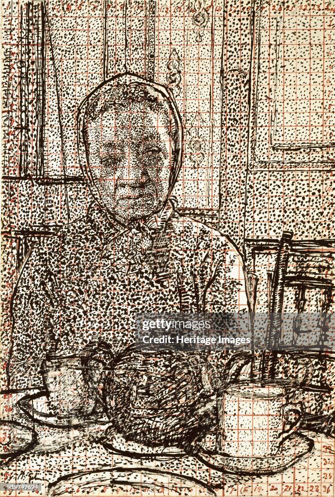 Mounter Singer Mrs Mounter at the breakfast Table, 1916-1917. Artist Harold Gilman ...