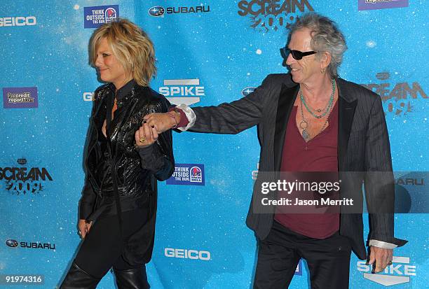 Patti Hansen and musician Keith Richards arrive at Spike TV's Scream 2009 held at the Greek Theatre on October 17, 2009 in Los Angeles, California.