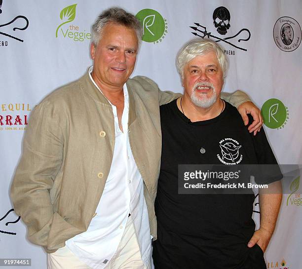 Actor Richard Dean Anderson and captain Paul Watson attend the "Whale Wars" party at a private residence on October 17, 2009 in Los Angeles,...