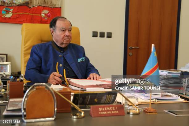 Belgian-Congolese entrepreneur George Forrest sits in his office in Lubumbashi on February 16, 2018. - The son of a New Zealander who set up in the...