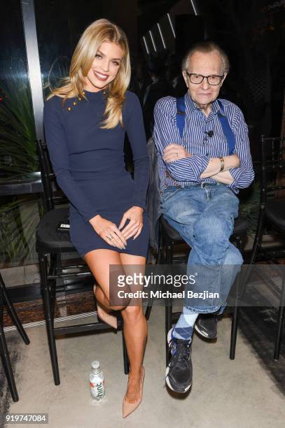Annalynne McCord and Larry King attend "90 Minutes of Solutions?" Presented by Seanne N. Murray Enterprises at Mercedes - Benz of Beverly Hills on...