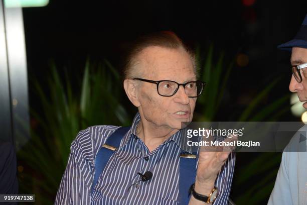 Larry King speaks during "90 Minutes of Solutions?" Presented by Seanne N. Murray Enterprises at Mercedes - Benz of Beverly Hills on February 17,...