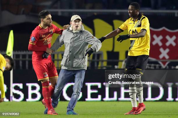 Supporter on the field, Alireza Jahanbakhsh of AZ Alkmaar during the Dutch Eredivisie match between NAC Breda v AZ Alkmaar at the Rat Verlegh Stadium...