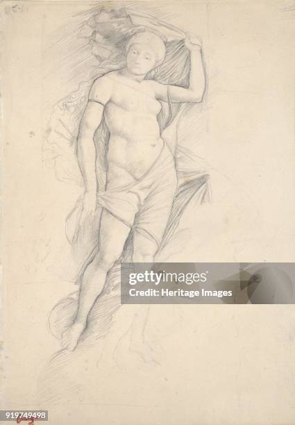 Woman, partly draped, with a slight Study of a Centaur, lower right, late 19th century. After Mantegna. Artist Edgar Degas.