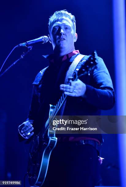 Josh Homme of Queens Of The Stone Age Perform At The Forum on February 17, 2018 in Inglewood, California.