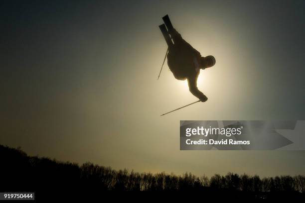 David Wise of the United States practices during a Freestyle Skiing Halfpipe training session on day nine of the PyeongChang 2018 Winter Olympic...