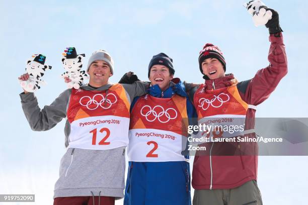 Oystein Braaten of Norway takes 1st place, Nicholas Goepper of USA takes 2nd place, Alex Beaulieu-marchand of Canada takes 3rd place during the...