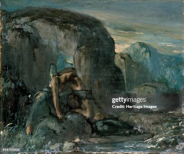 Tobias being comforted by the Angel, late 19th century. Artist Charles S Ricketts.