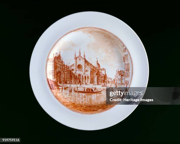 Plate with view of SS Giovanni e Paolo, Venice, circa 1741. Artist Miotti.