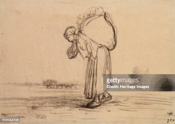 Woman carrying a Sack on her Back, circa 1851-1855. Artist Jean Francois Millet.
