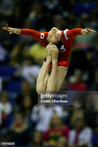 Koko Tsurumi of Japan competes in the beam event during the Apparatus Finals on the sixth day of the Artistic Gymnastics World Championships 2009 at...