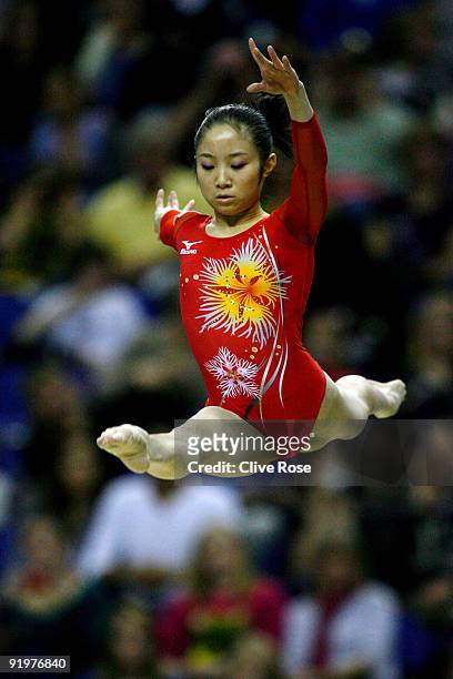 Koko Tsurumi of Japan competes in the beam event during the Apparatus Finals on the sixth day of the Artistic Gymnastics World Championships 2009 at...