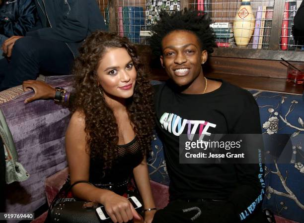 Madison Pettis and De'Aaron Fox attend GOAT and James Harden Celebrate NBA All-Star Weekend 2018 at Poppy on February 17, 2018 in Los Angeles,...