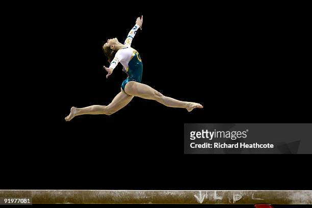Lauren Mitchell of Australia competes in the beam event during the Apparatus Finals on the sixth day of the Artistic Gymnastics World Championships...