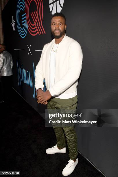 Winston Duke attends the 2018 GQ x Neiman Marcus All Star Party at Nomad Los Angeles on February 17, 2018 in Los Angeles, California.