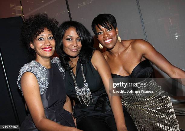 Tracee Ellis Ross, Beverly Bond, and Regina King attend the 4th annual Black Girls Rock! awards at The New York Times Center on October 17, 2009 in...
