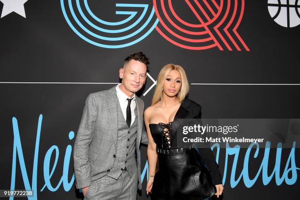 Editor-in-chief Jim Nelson and Cardi B attend the 2018 GQ x Neiman Marcus All Star Party at Nomad Los Angeles on February 17, 2018 in Los Angeles,...