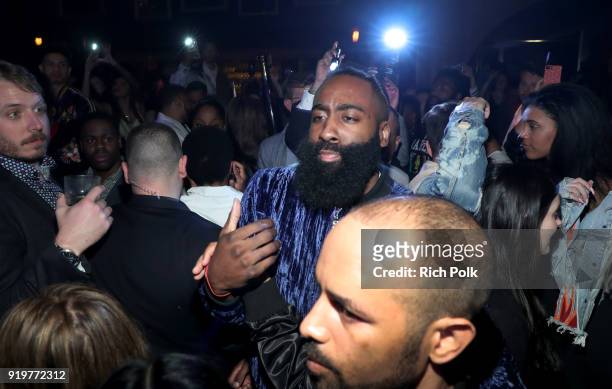Host James Harden attends GOAT and James Harden Celebrate NBA All-Star Weekend 2018 at Poppy on February 17, 2018 in Los Angeles, California.