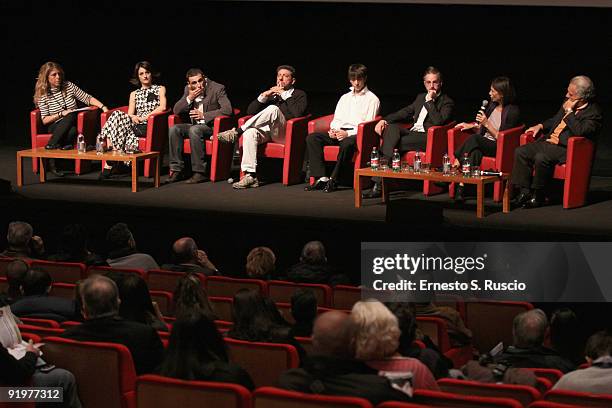 Moderator actress Anita Kravos, director Alessandro Angelini, actors Sergio Castellitto and Gabriele Campanelli, moderators and actor Giorgio...