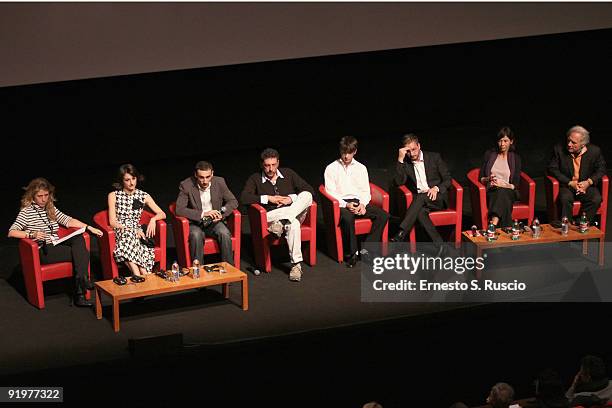 Moderator actress Anita Kravos, director Alessandro Angelini, actors Sergio Castellitto and Gabriele Campanelli, moderators and actor Giorgio...