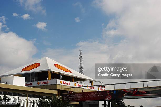 General view of the Shell hospitality centre before the Brazilian Formula One Grand Prix at the Interlagos Circuit on October 18, 2009 in Sao Paulo,...