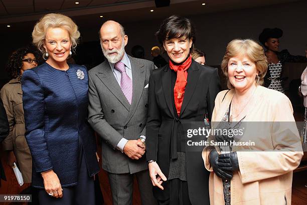 Prince Michael of Kent and Princess Michael of Kent pose with Harriet Walter and Pauline Collins at the arrivals for the premiere of 'From Time To...