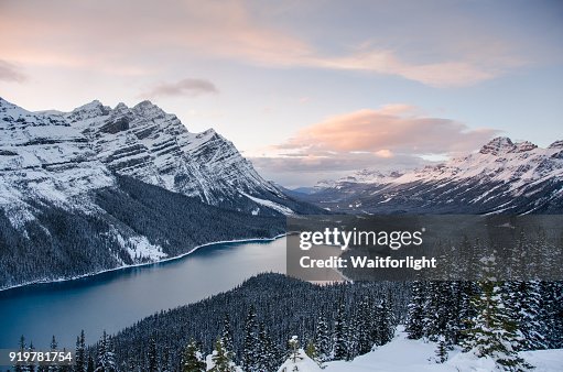 Banff National Park at sunset in winter Banff National Park at sunset in winter