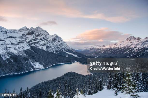 banff national park at sunset in winter - banff canada stock pictures, royalty-free photos & images