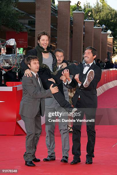 Actors Giorgio Maria Daviddi, Silvio Muccino, Gabriele Corsi and Furio Corsetti attend the 'Astro Boy' Premiere during day 4 of the 4th Rome...