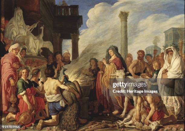 Dido's sacrifice to Juno, 1630. Found in the collection of Nationalmuseum Stockholm.