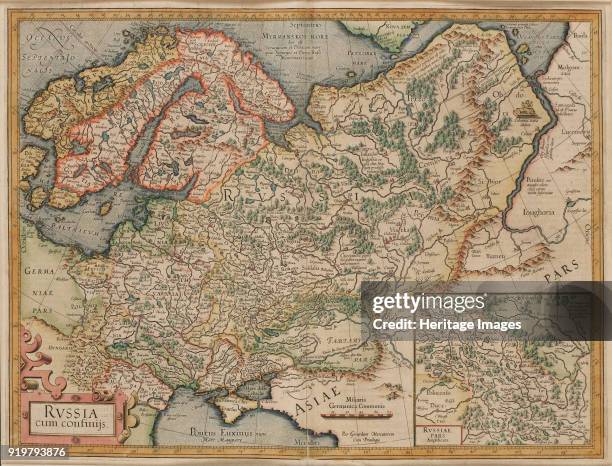 Russia cum Confinijs. Map of Russia, ca 1595. Private Collection.