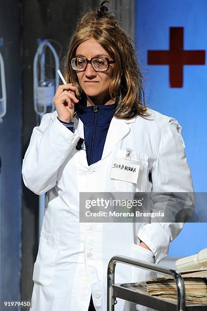 Actress Lucia Ocone appears on Italian TV show "Quelli che il calcio" on October 18, 2009 in Milan, Italy.