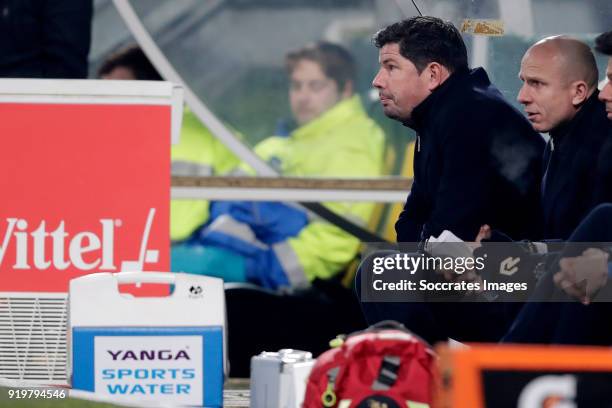 Coach Erwin van de Looi of Willem II during the Dutch Eredivisie match between ADO Den Haag v Willem II at the Cars Jeans Stadium on February 17,...