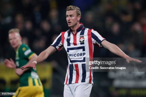 Thomas Meissner of Willem II during the Dutch Eredivisie match between ADO Den Haag v Willem II at the Cars Jeans Stadium on February 17, 2018 in Den...