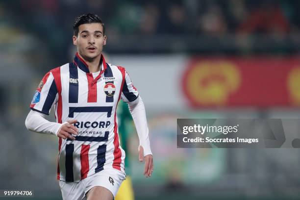 Mohamed El Hankouri of Willem II during the Dutch Eredivisie match between ADO Den Haag v Willem II at the Cars Jeans Stadium on February 17, 2018 in...