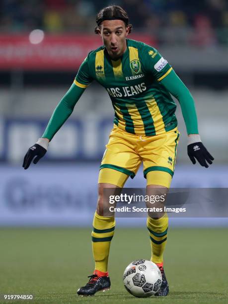 Nasser El Khayati of ADO Den Haag during the Dutch Eredivisie match between ADO Den Haag v Willem II at the Cars Jeans Stadium on February 17, 2018...